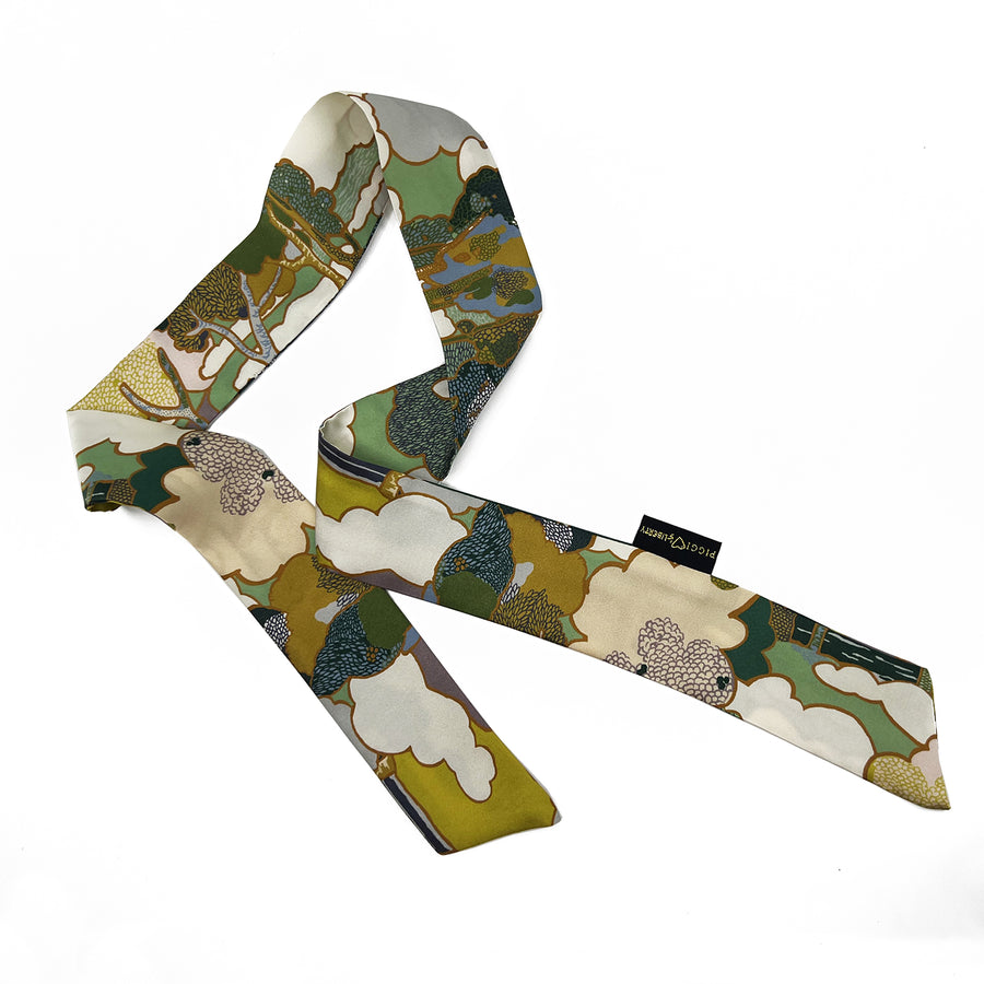 Liberty London Prospect Road Silk Green Bandeau Ribbon Scarf