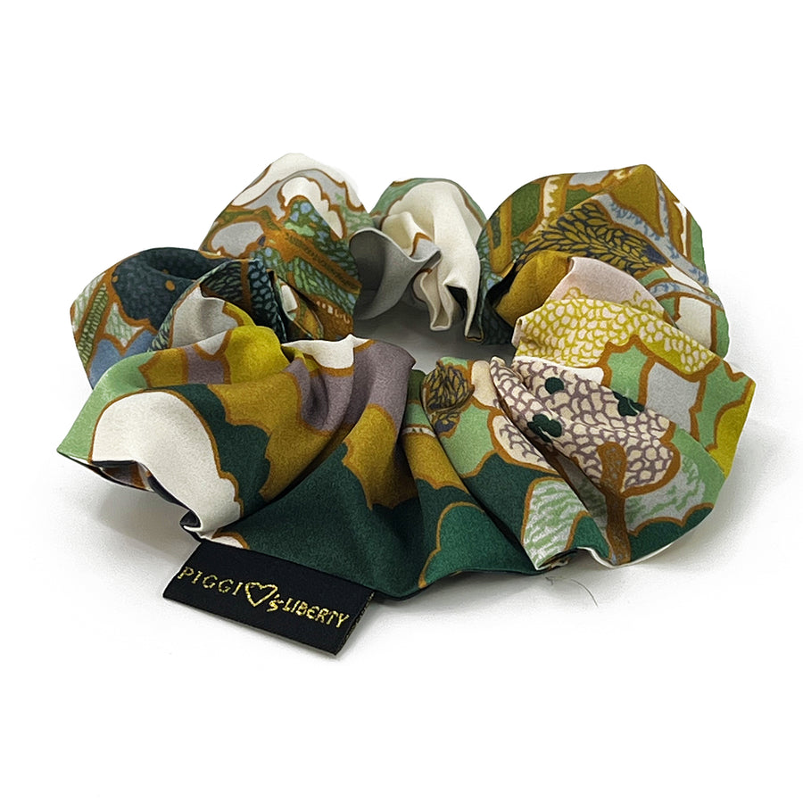 Liberty London Prospect Road Silk Green Scrunchie Scarf