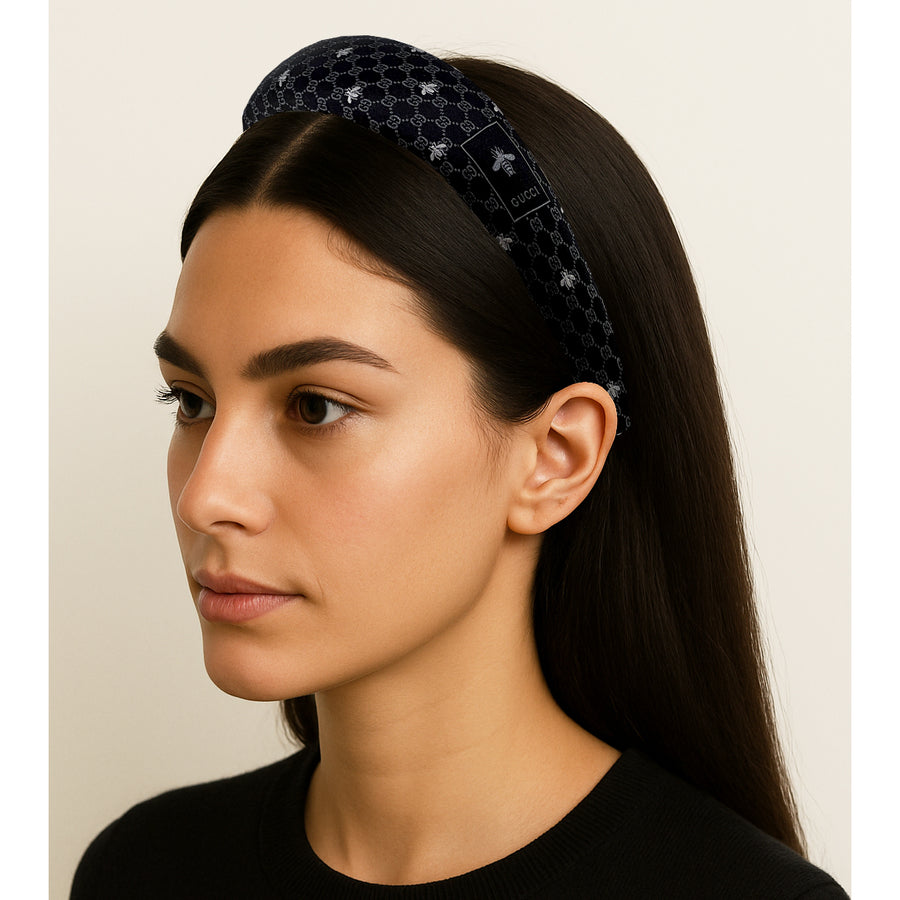 Alice Headband made from black Gucci men's silk tie