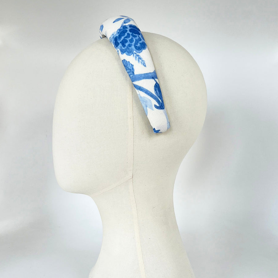 Blue Floral & Pomegranate Padded Alice Headband