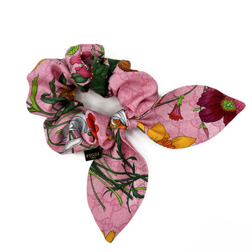 GG Gucci Silk Scarf Floral Scrunchie 