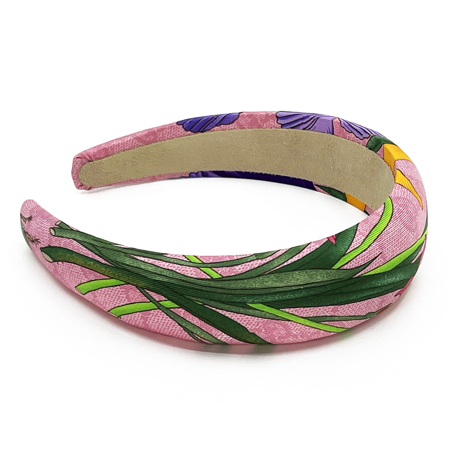 Gucci Pink Floral GG Silk Scarf Upcycled Alice Headband 