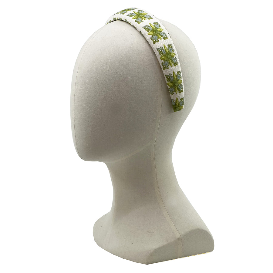 Raoul Textiles Granada Robin's Egg Hand-Printed Belgian Linen Headband