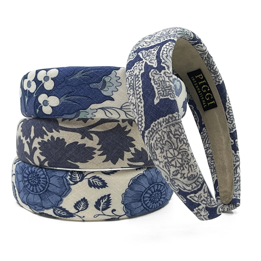 Raoul Textiles Sari Majolica Delft Hand-Printed Belgian Linen Headband