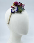 Vintage Velvet Pansy Flower Spray Headband