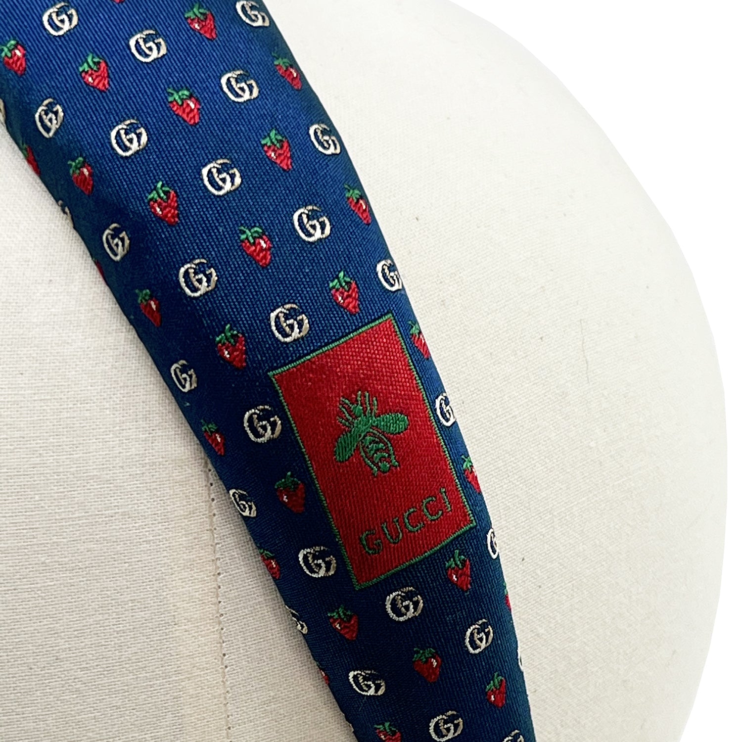 Silk Padded Alice Headband made from GG Strawberry Men's Tie #1