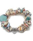 Charm Bracelet made from Hermès Bolduc au Carré Aqua