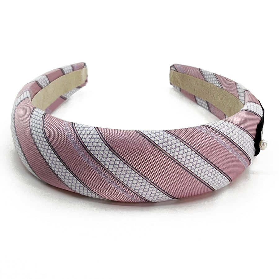 Alice Headband made from Pink Stripe CC logo Silk Men's Tie