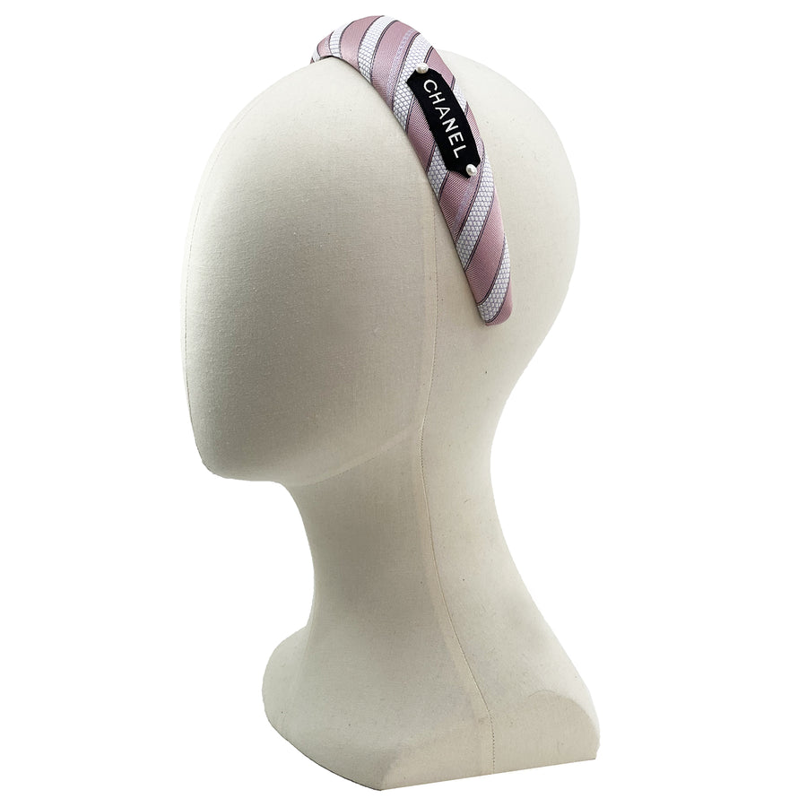 Alice Headband made from Pink Stripe CC logo Silk Men's Tie