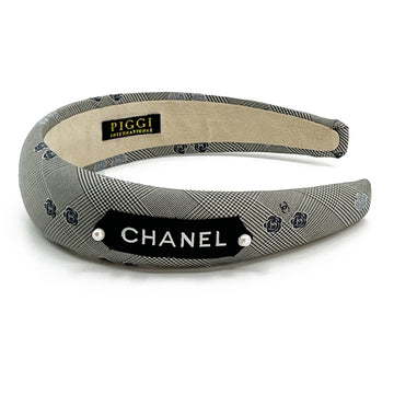 Alice Headband made from upcycled Camellia Grey Houndstooth Men's tie