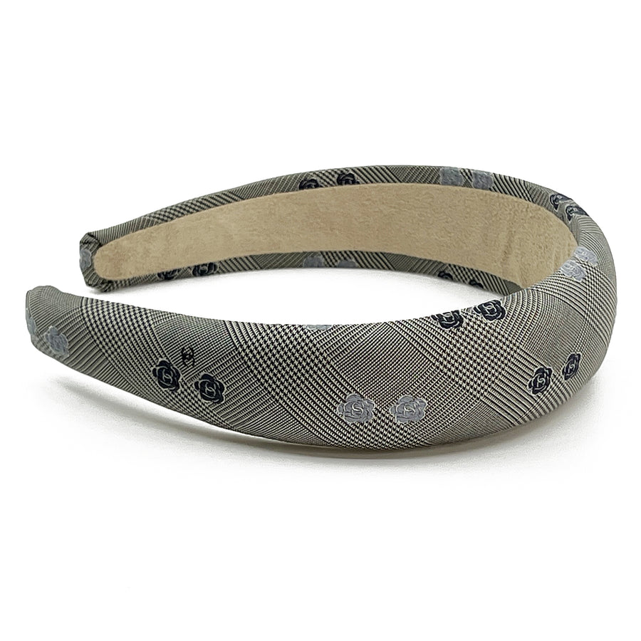 Alice Headband made from upcycled Camellia Grey Houndstooth Men's tie