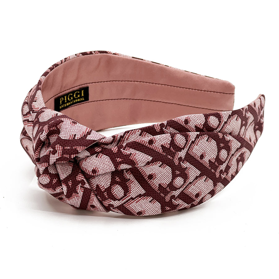Silk Side Knot Headband made from Burgundy Oblique Scarf