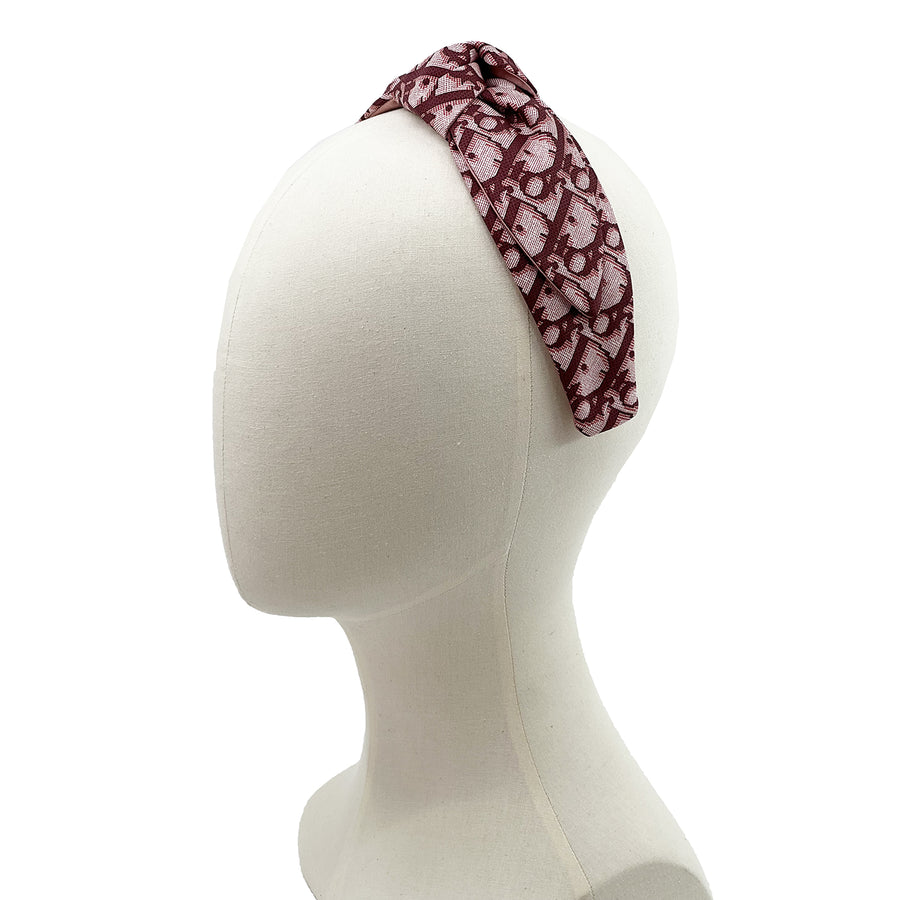 Silk Side Knot Headband made from Burgundy Oblique Scarf