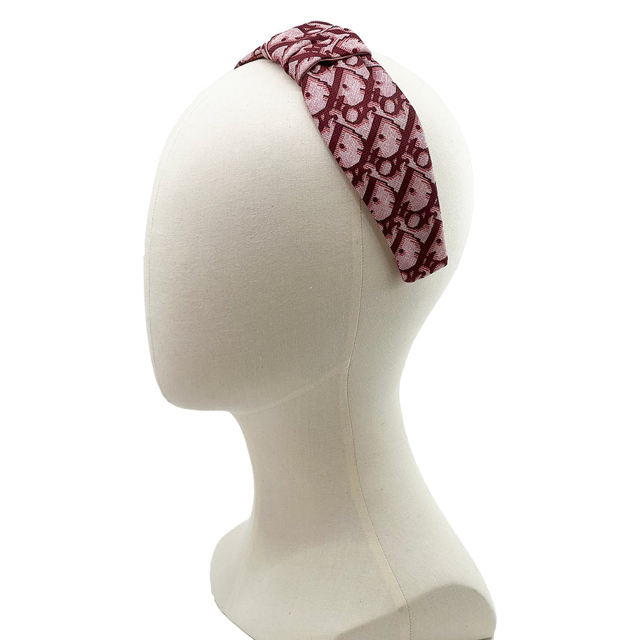 Dior Burgundy Oblique Trotter Bandeau Side Knot Headband Headband