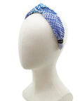 Pleated Silk Top Knot Headband made from H en Biais Plisse Blue