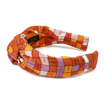 Hermes Bolduc au Carre Orange Scarf Upcycled Headband by Piggi