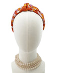 Hermes Bolduc au Carre Orange Scarf Upcycled Headband by Piggi