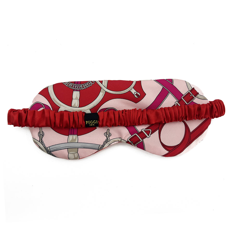 Reversible Silk Sleep Mask made from Hermès Bolduc au Carre Red