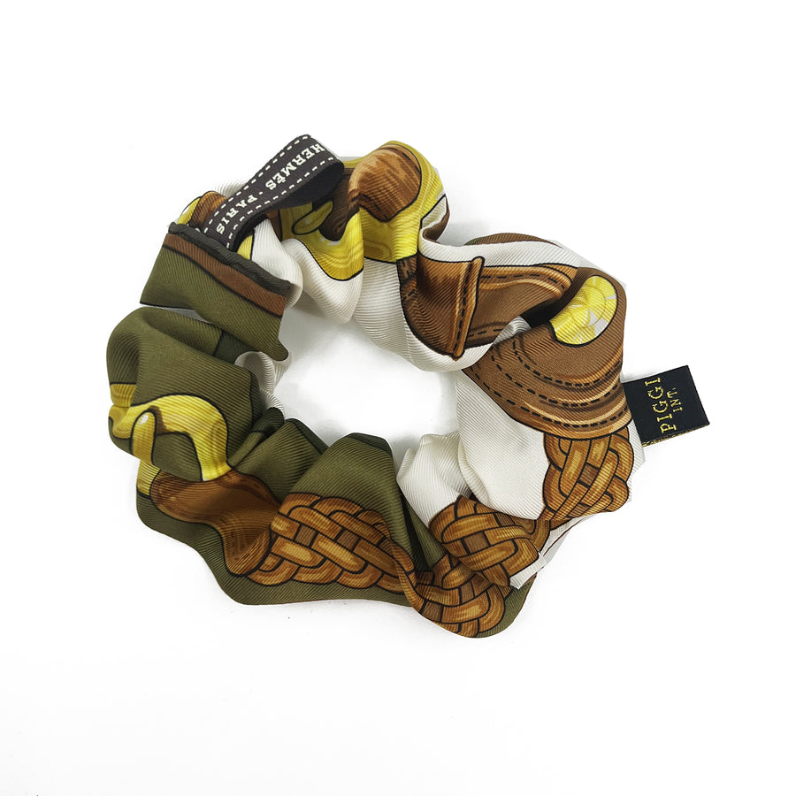 Silk scrunchie made from Hermes Coaching Scarf