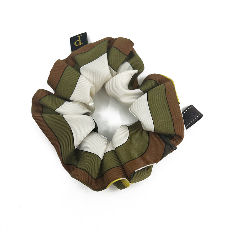 Silk scrunchie made from Hermes Coaching Scarf