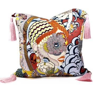 Hermes Duo Cosmique Scarf Repurposed throw Pillow cushion