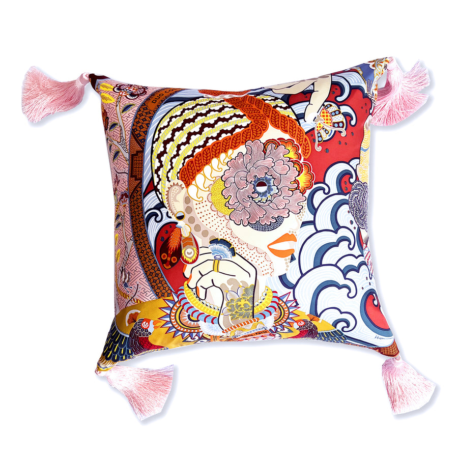 Silk Scarf Throw Cushion made from Duo Cosmique