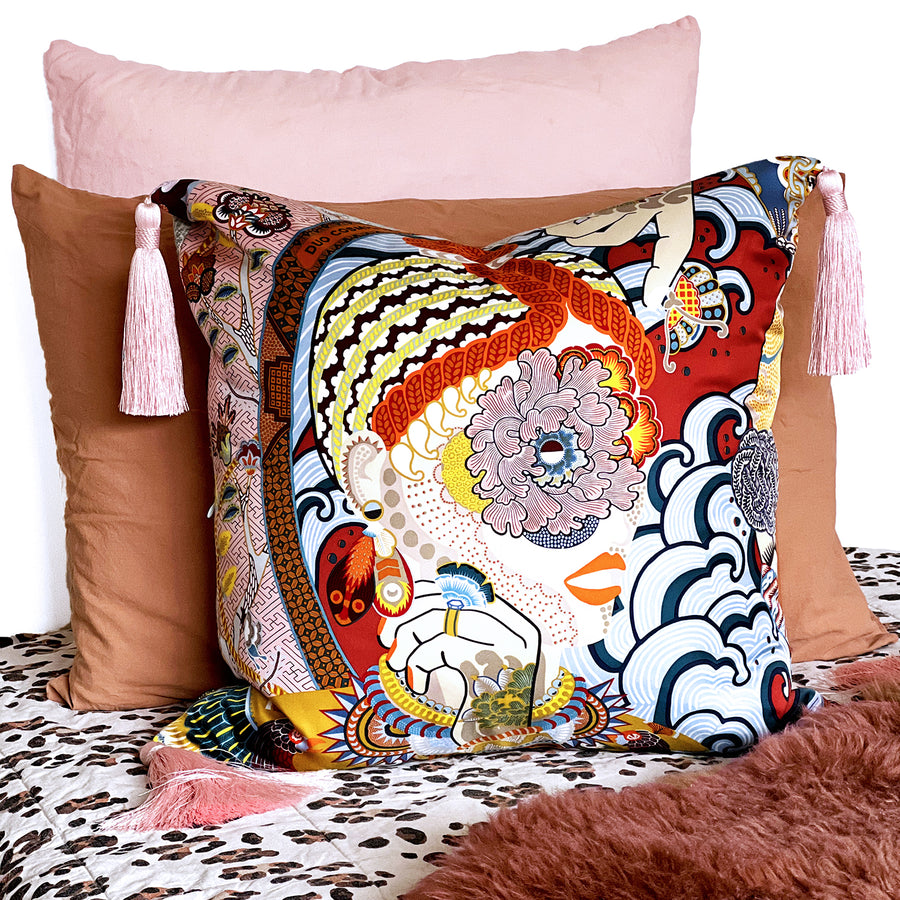 Silk Scarf Throw Cushion made from Duo Cosmique – Piggi International