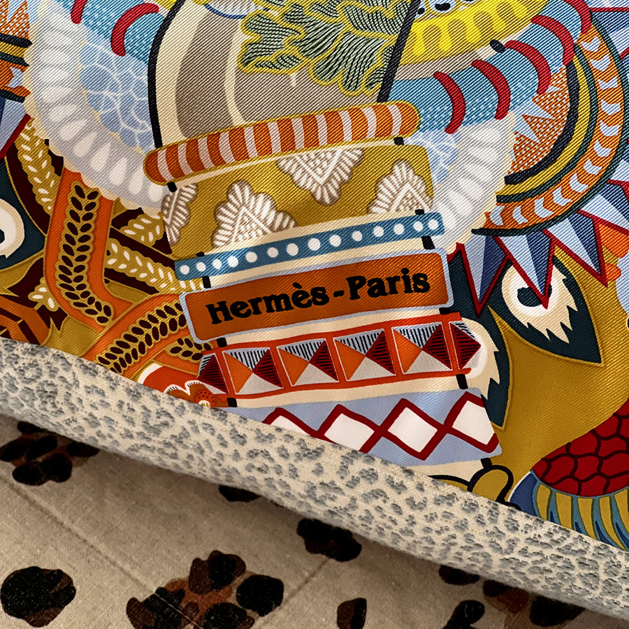 Hermes Duo Cosmique Scarf Repurposed throw Pillow cushion