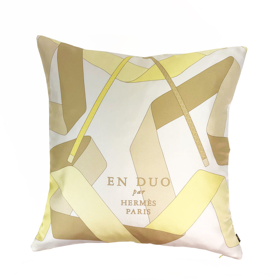 Hermès Vintage Scarf Throw Cushion 'En Duo'