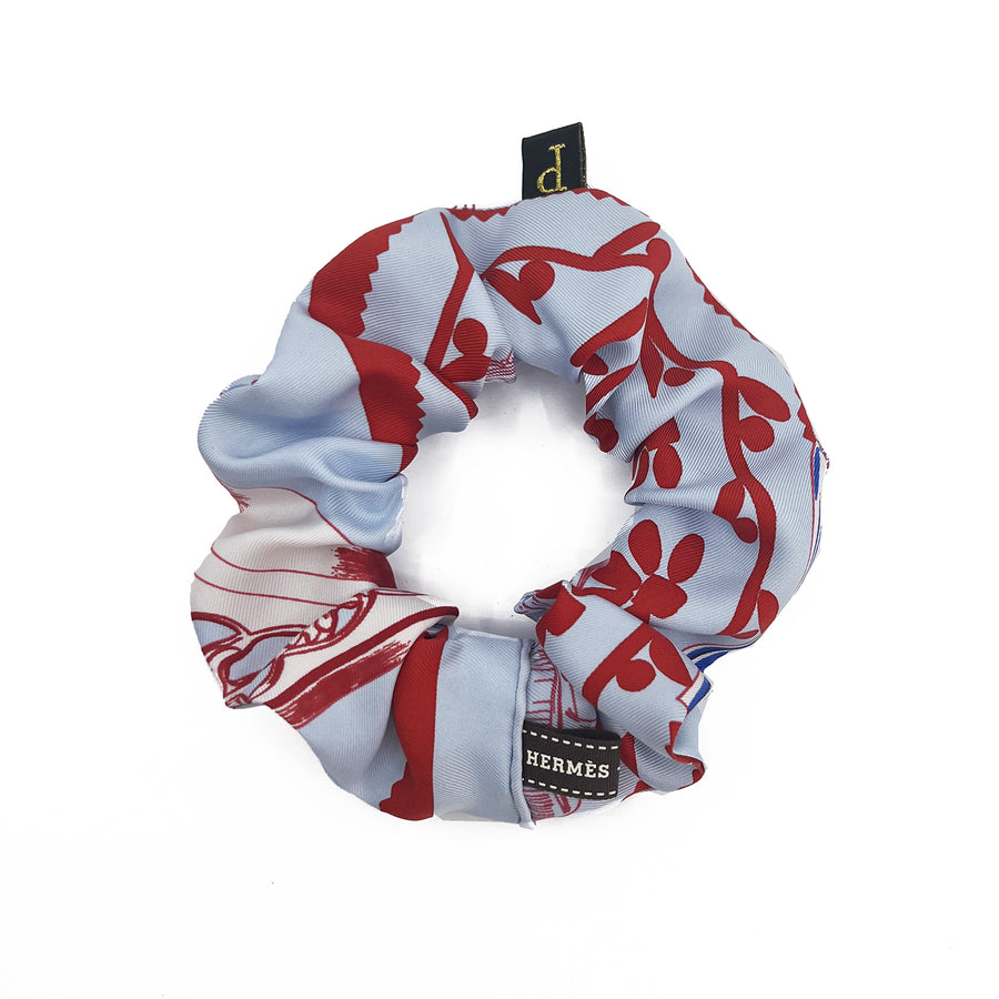 Silk scrunchie made from Hermes Etriers Scarf