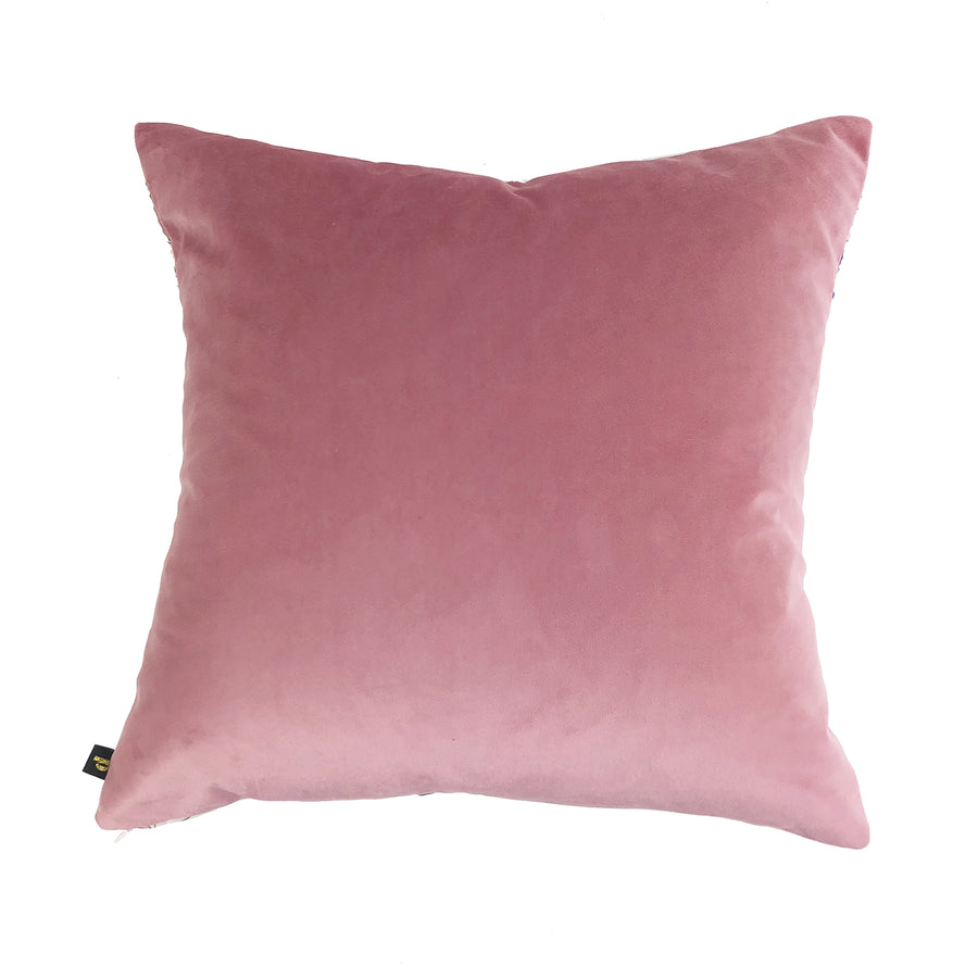 Pink & Blue H's Silk Pocket Square Throw Cushion