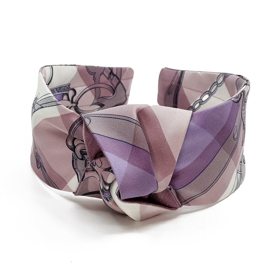 Centre Knot Headband made from Hermès Mors et Gourmettes Vichy