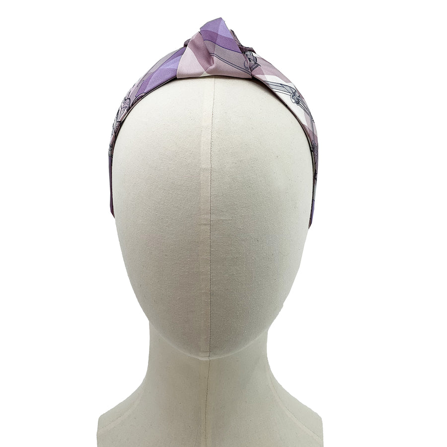 Centre Knot Headband made from Hermès Mors et Gourmettes Vichy