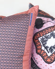 Hermès Vintage Pocket Square Throw Cushion 'Pink & Blue H's'