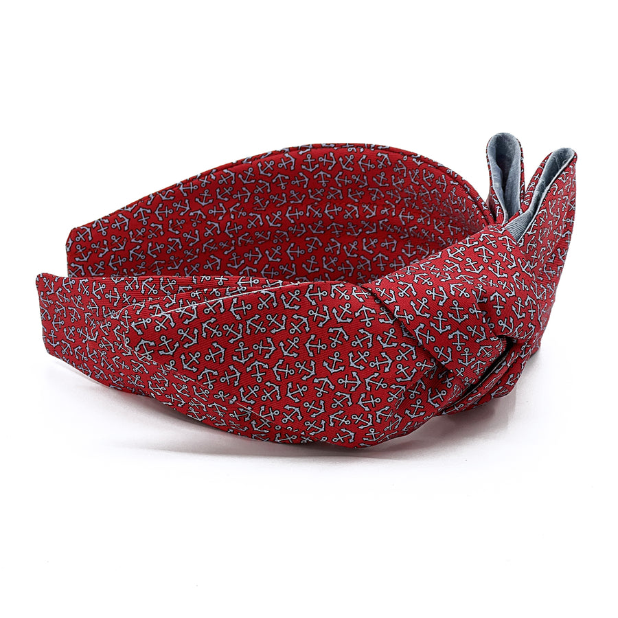 Hermès Red Anchor Men's Tie Double Bow Headband