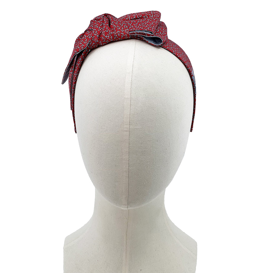Hermès Red Anchor Men's Tie Double Bow Headband