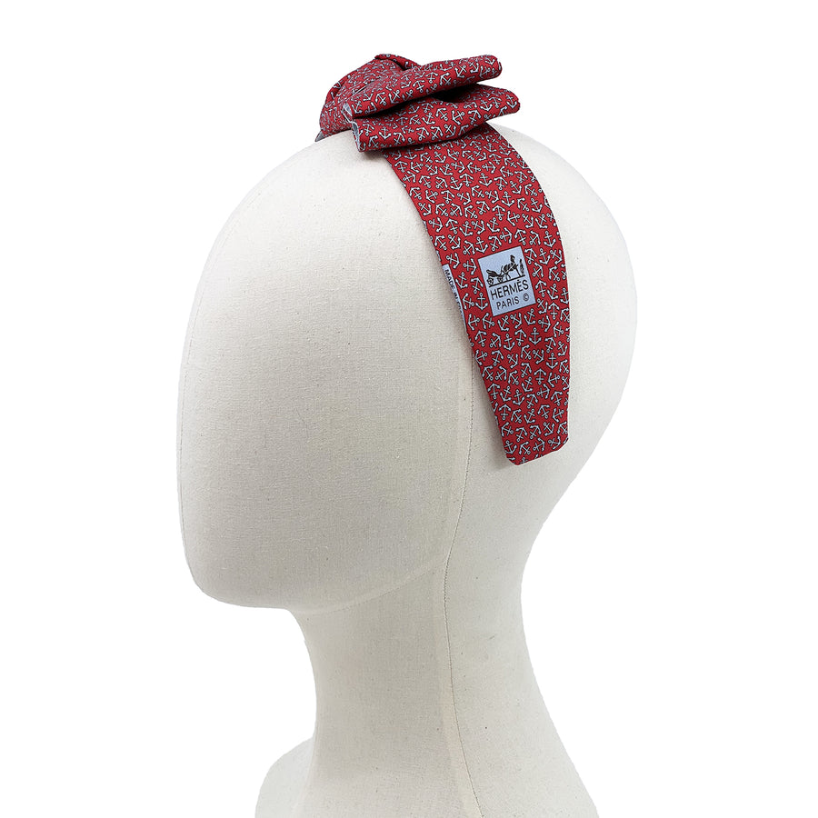 Hermès Red Anchor Men's Tie Double Bow Headband