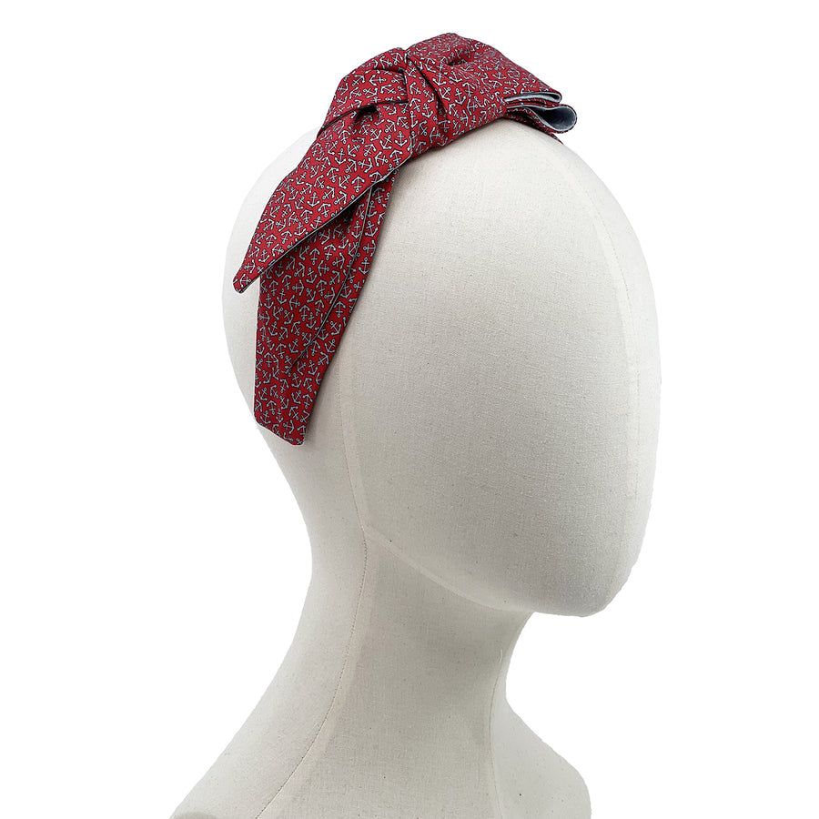 Hermès Red Anchor Men's Tie Double Bow Headband