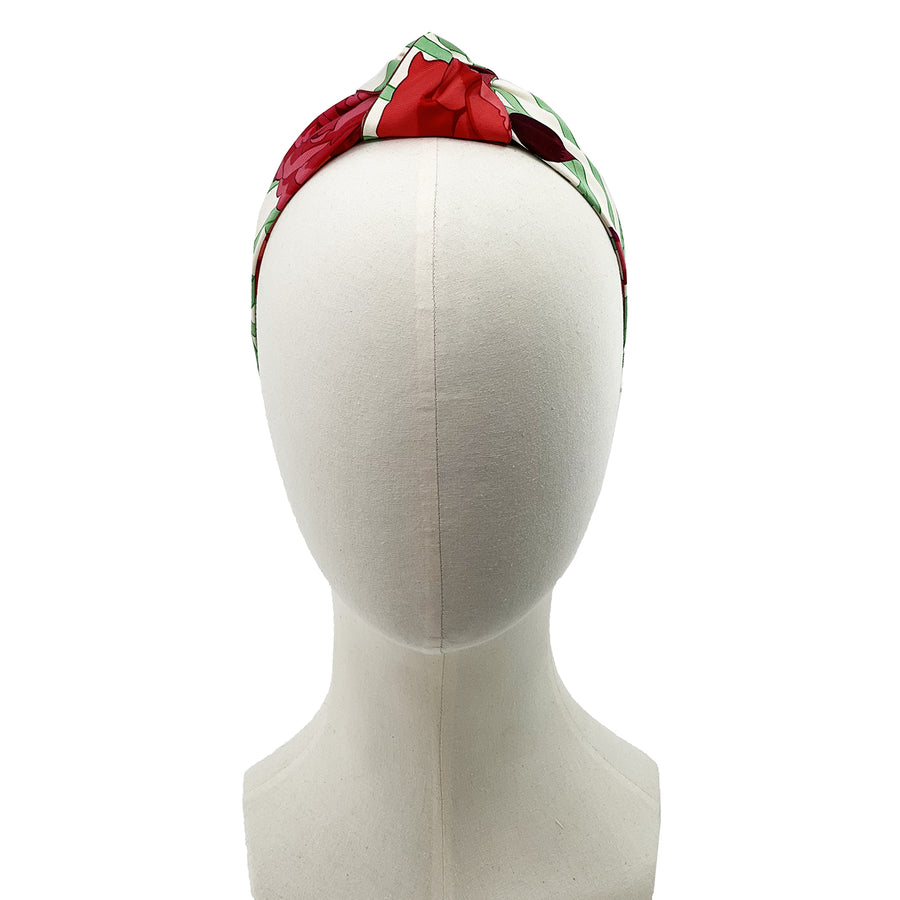Silk Centre Knot Headband made from Hermès Roseraie Scarf
