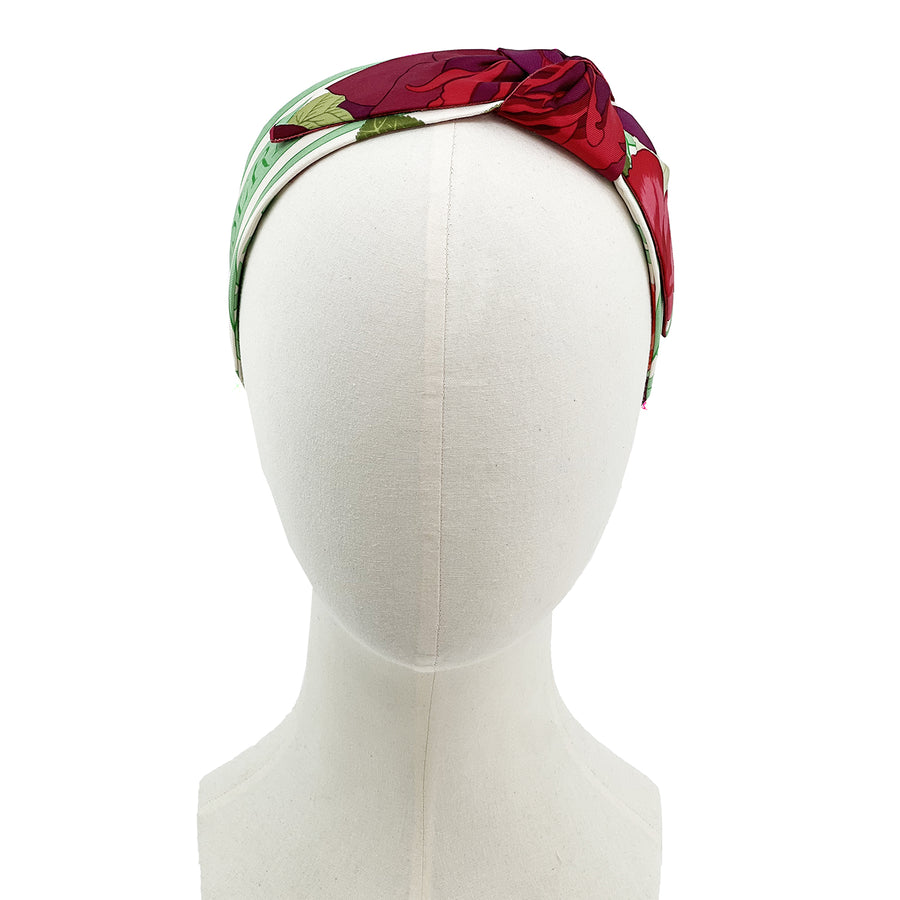 Silk Side Knot Headband made from Hermès Roseraie Scarf