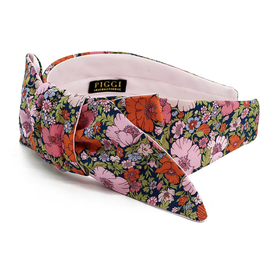 Liberty London Silk Single Bow Headband in Meadow Song