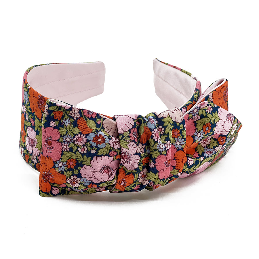 Liberty London Silk Single Bow Headband in Meadow Song