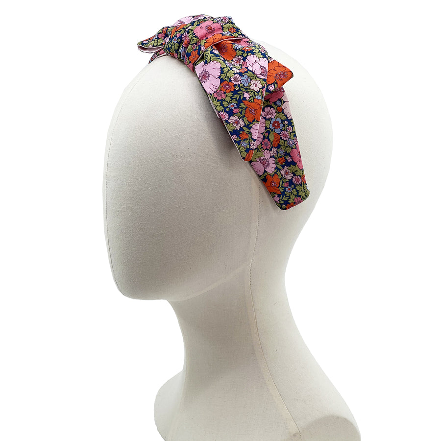 Liberty London Silk Single Bow Headband in Meadow Song