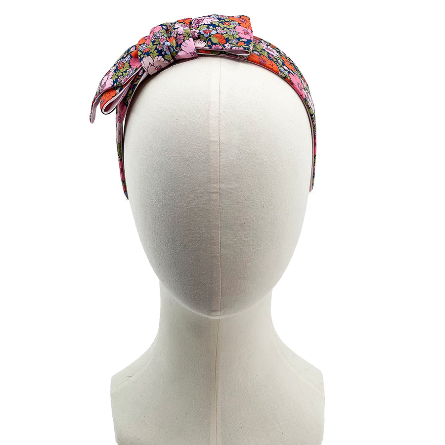 Liberty London Silk Single Bow Headband in Meadow Song