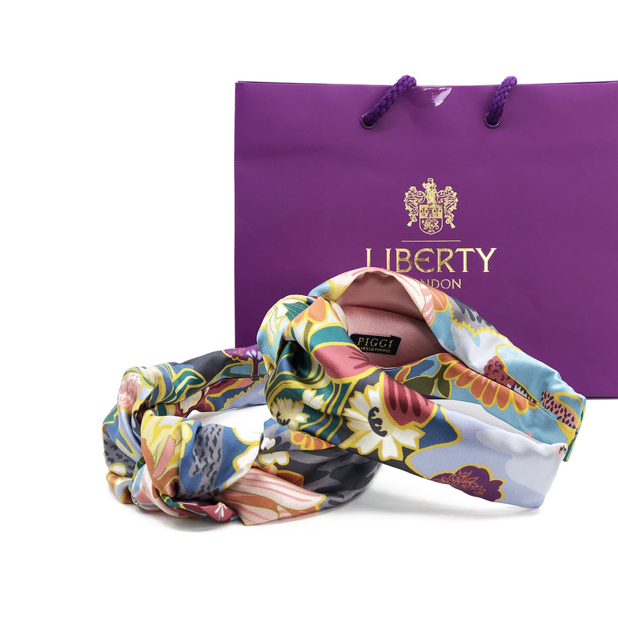 Liberty London Silk Knot Headband in Sunshine Road Pastels