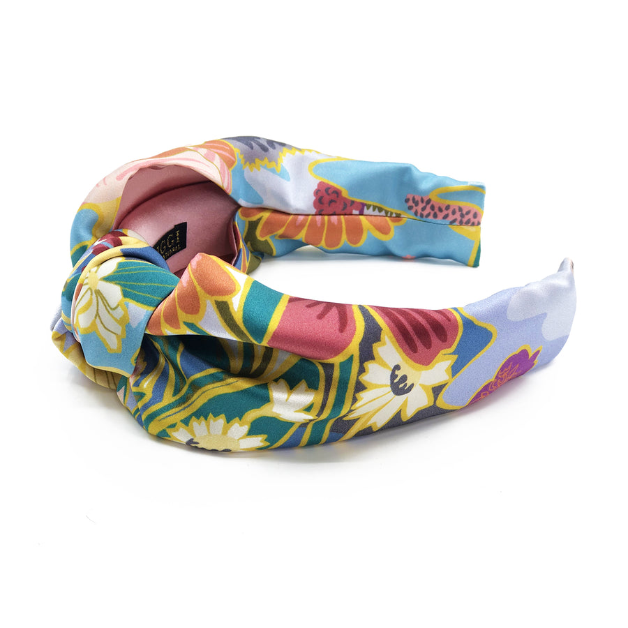 Liberty London Silk Knot Headband in Sunshine Road Pastels