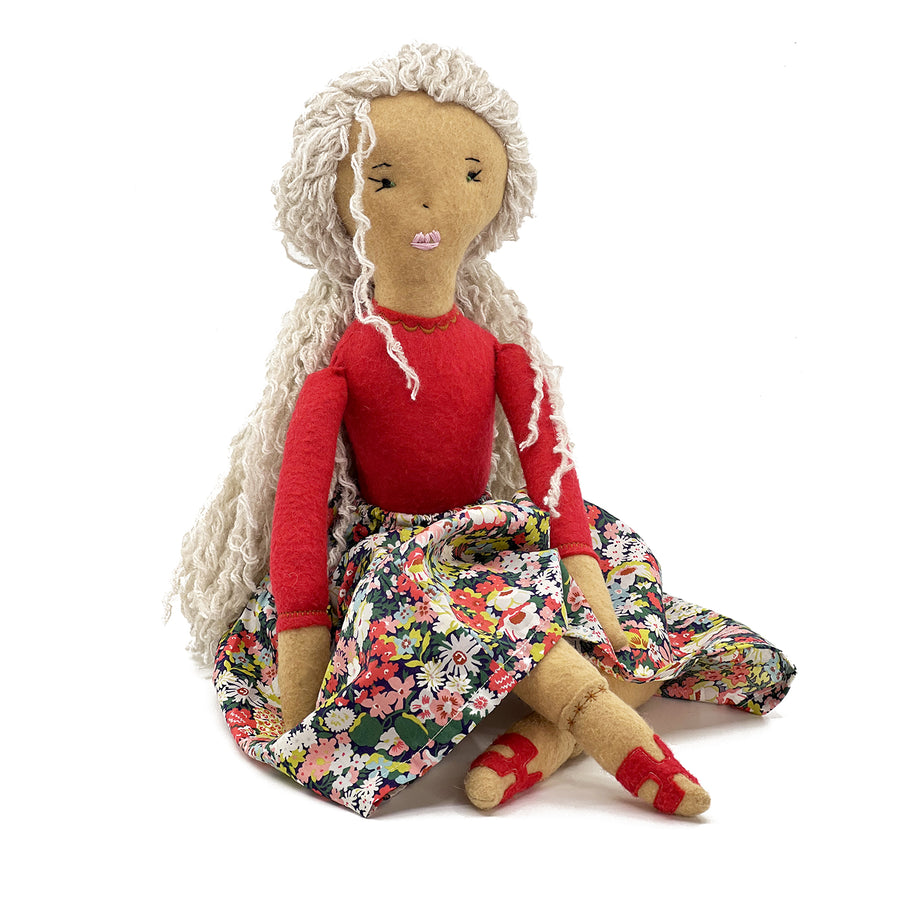 Heirloom Felt Handmade Doll in Liberty London Thrope