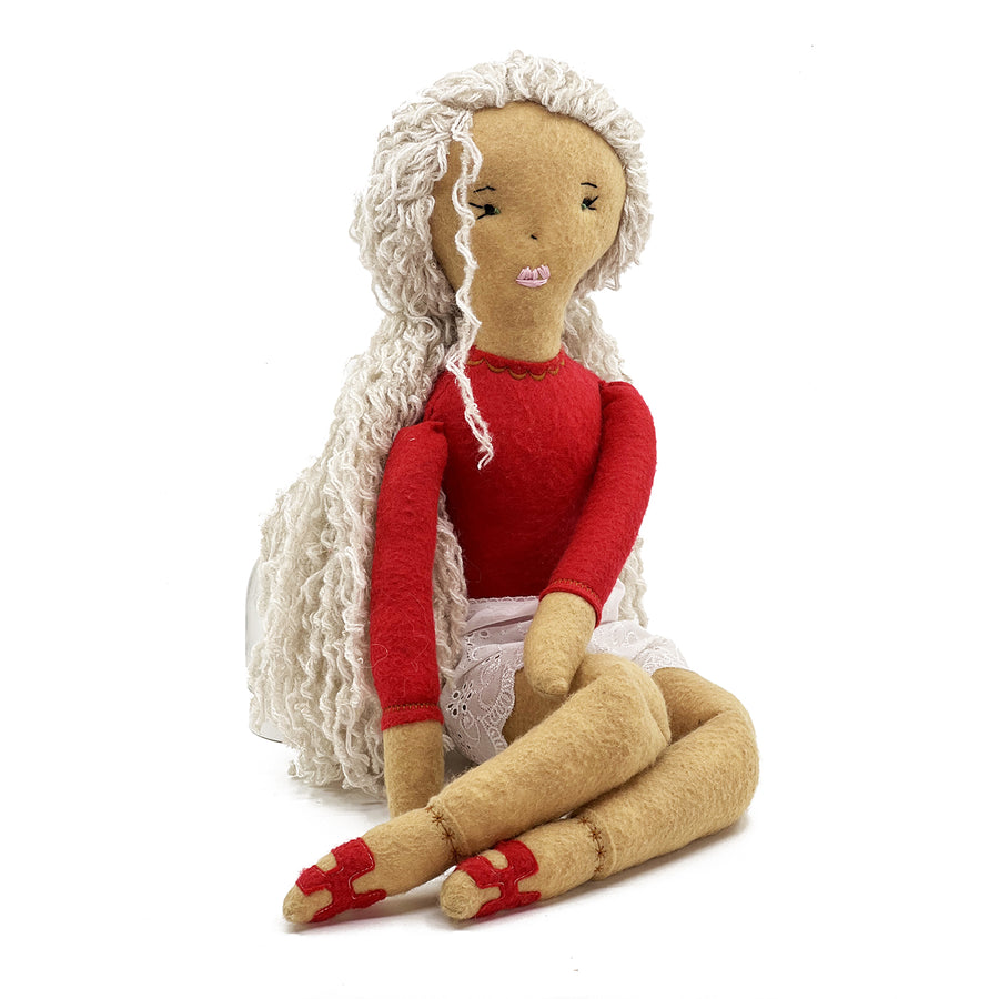 Heirloom Felt Handmade Doll in Liberty London Thrope