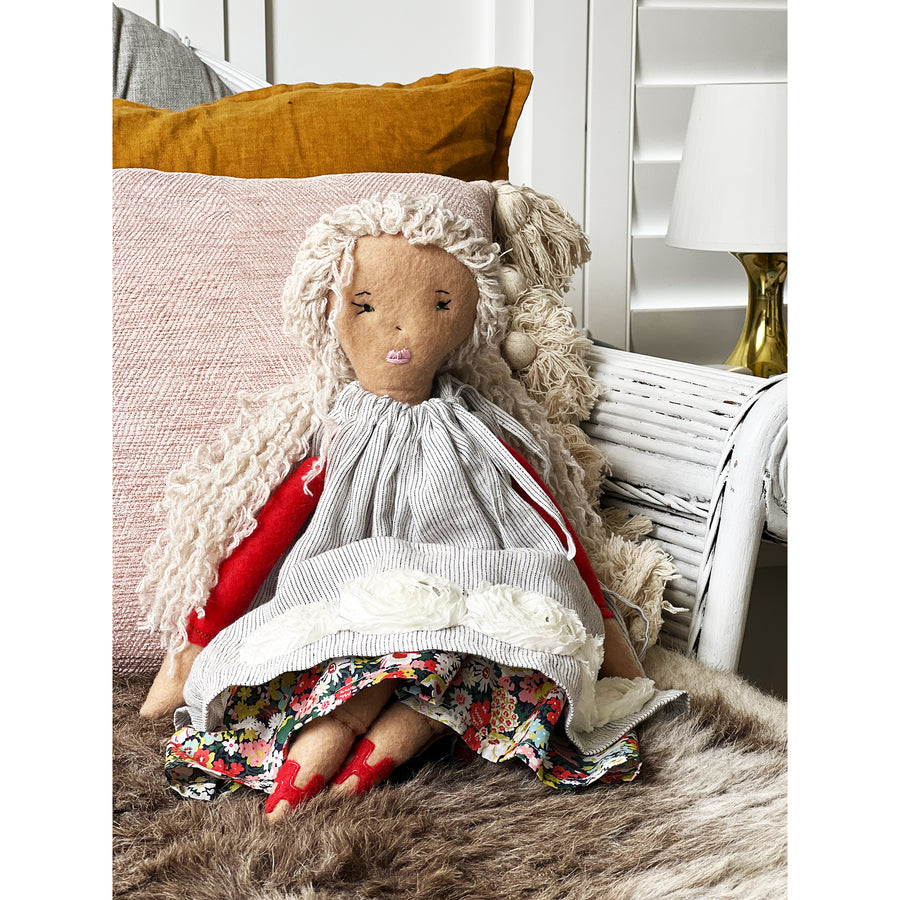 Heirloom Felt Handmade Doll in Liberty London Thrope