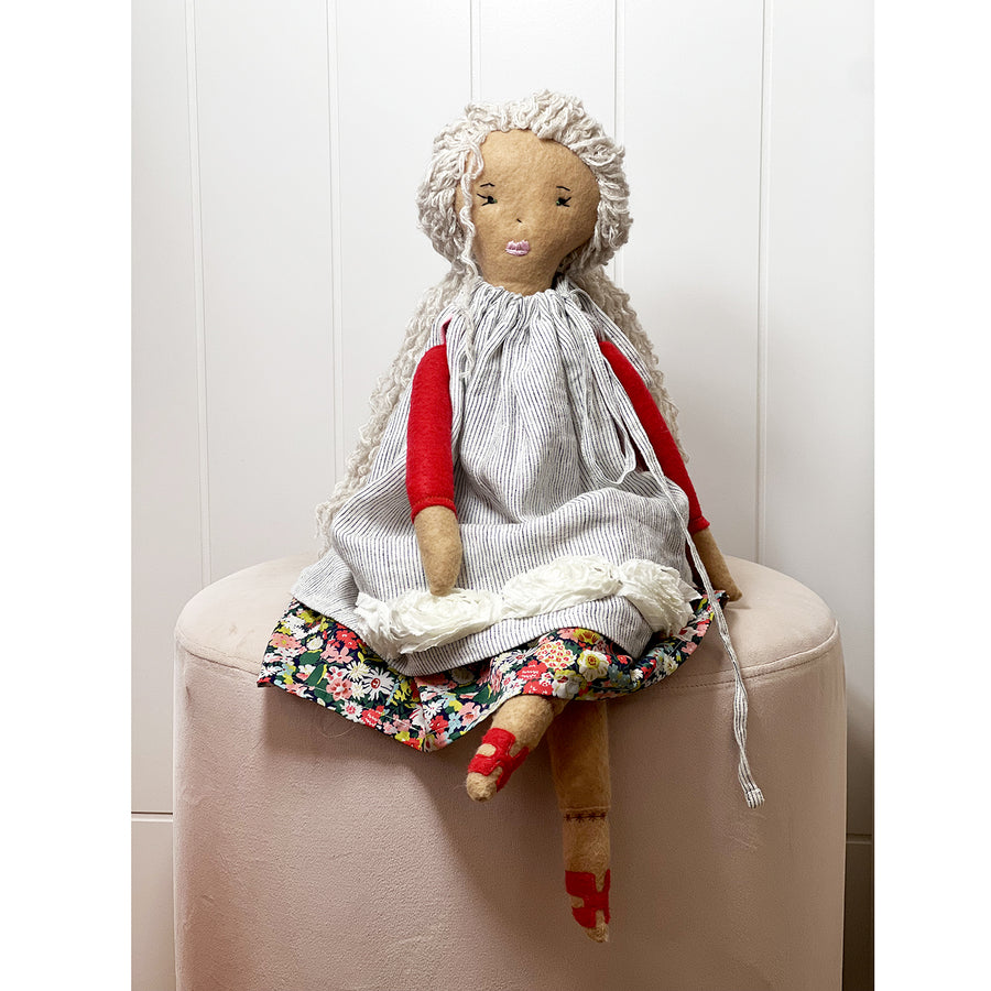 Heirloom Felt Handmade Doll in Liberty London Thrope